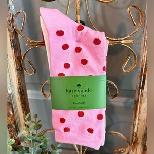 Kate Spade New York 3-pack of crew socks in pink with red polka dots